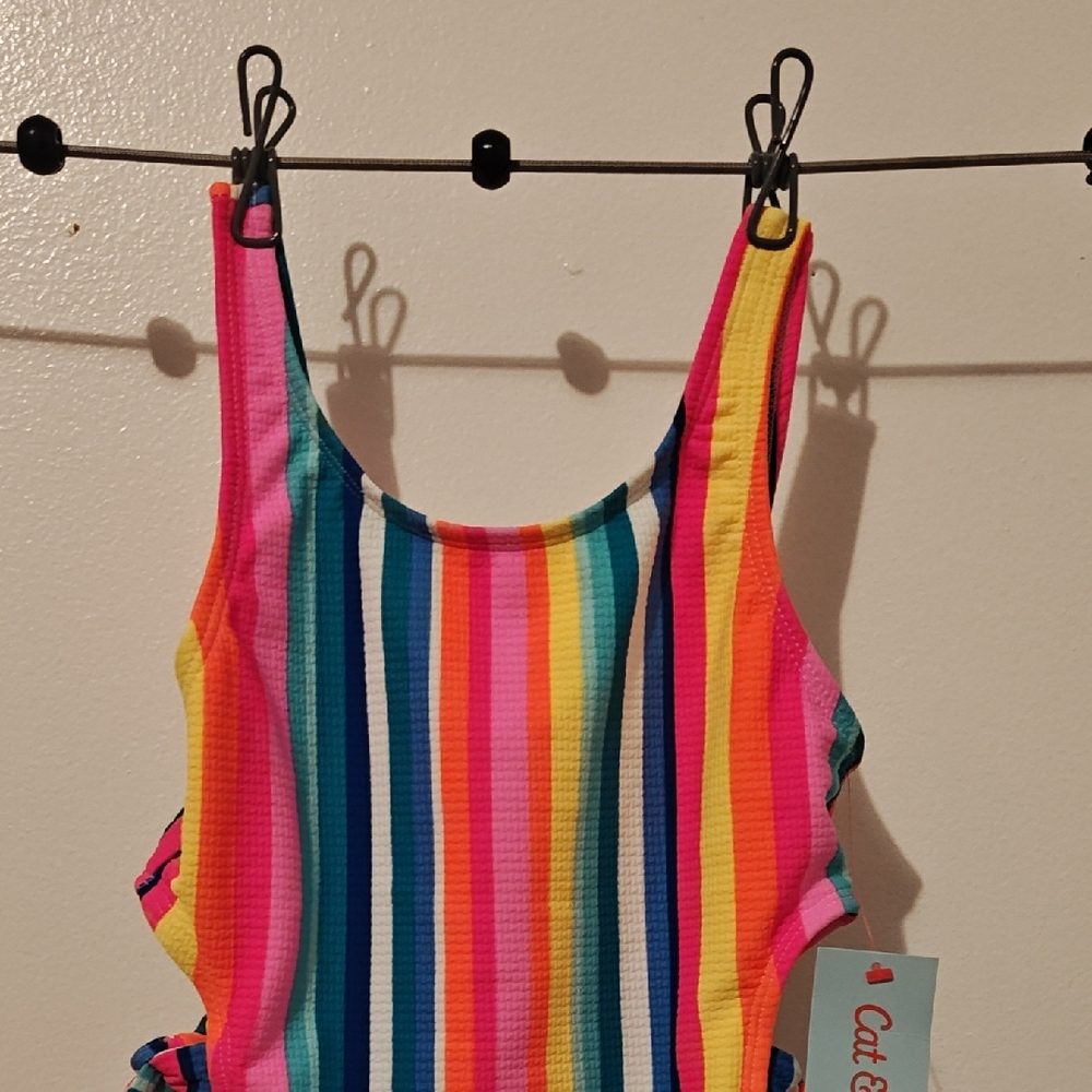 Cat & Jack Rainbow Striped Kids One Piece